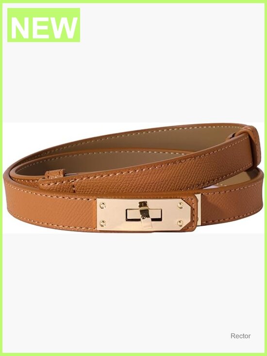 Women\'s Skinny Leather Belt Solid Alloy Turn Lock Adjustable Waistband Dresses main image 6